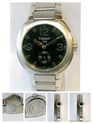 TISSOT / クォーツ腕時計/アナログ/ステンレス/BLK/SLV/SS/G470/570 TISSOT SUB-SECOND QUARTZ BLACK DIAL G470/570 SWISS MEN'S WORKING