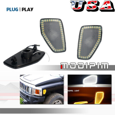 Switchback White&Amber LED Front Side Marker Signal Lights For HUMMER H3 2006-10