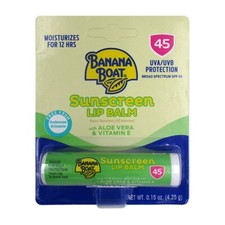 Banana Boat Aloe Vera With Vitamin E Sunscreen Lip Balm SPF 45, 0.15 Oz 1 Pack 