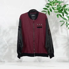 Raw Yarn Industries NYC Jacket Size XL Burgundy Zip Front Fleece Windbreaker 