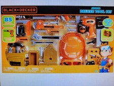 Black  Decker Junior Deluxe Tool Set 85 Piece Working Drill New