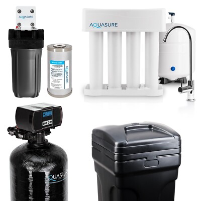 Aquasure Whole House Water Filtration Bundle w/Fine Mesh Resin Water Softener