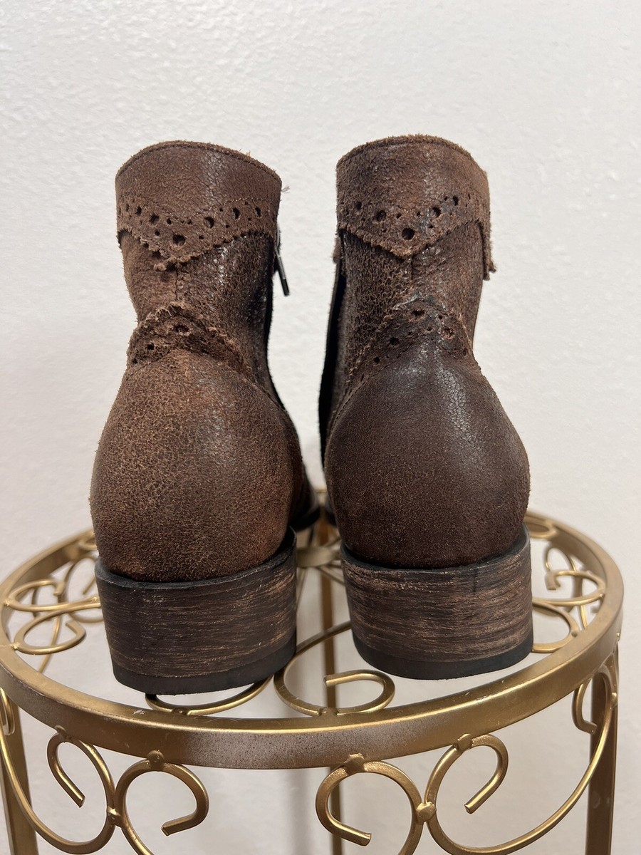 Old Gringo Unisex Brown Distressed Wingtip Pointed Cowboy Ankle Boots Size 10.5 Star By Old Gringo Western Distressed Pointy UNISEX Bootie  main image 4