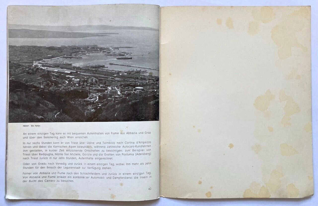 Original Vintage Travel Brochure FRIULI-VENEZIA GIULIA - ITALY - REGION - 1938