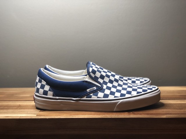 vans classic slip on black marshmallow checkerboard