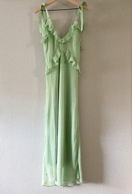 Christian LaCroix Women Midi Dress Pastel Green Tie Shoulder Ruffle Accent  Small | eBay