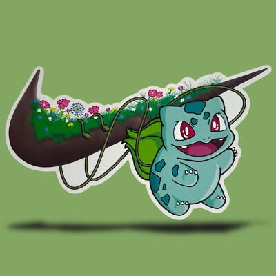 Nike Swoosh Bulbasaur Vinewhip Waterproof Vinyl Sticker Decal Die-Cut