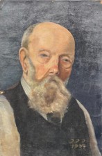 Quadro A Ritratto Vecchio Uomo Con Barba Testa 1930er Anni 39 X 26 CM Firmato