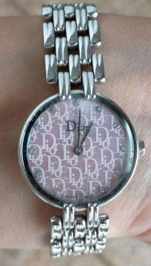 Montre CHRISTIAN DIOR Bagheera unisexe argent cadran rose lune diamant D'OCCASION de JP