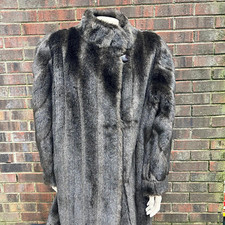 Vintage Faux Fur Long Mock Neck Coat Dark Brown Size 3xl Made In The Usa