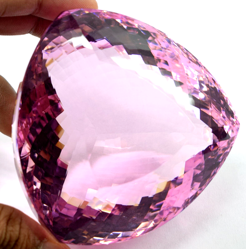 EGL Certified Natural 2000 Ct Big Size A+ Pink Topaz Trillion Cut Loose Gemstone - Picture 2 of 4