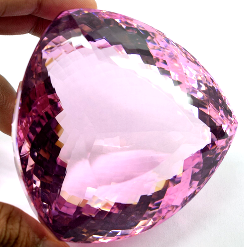 EGL Certified Natural 2000 Ct Big Size A+ Pink Topaz Trillion Cut Loose Gemstone - Picture 1 of 4