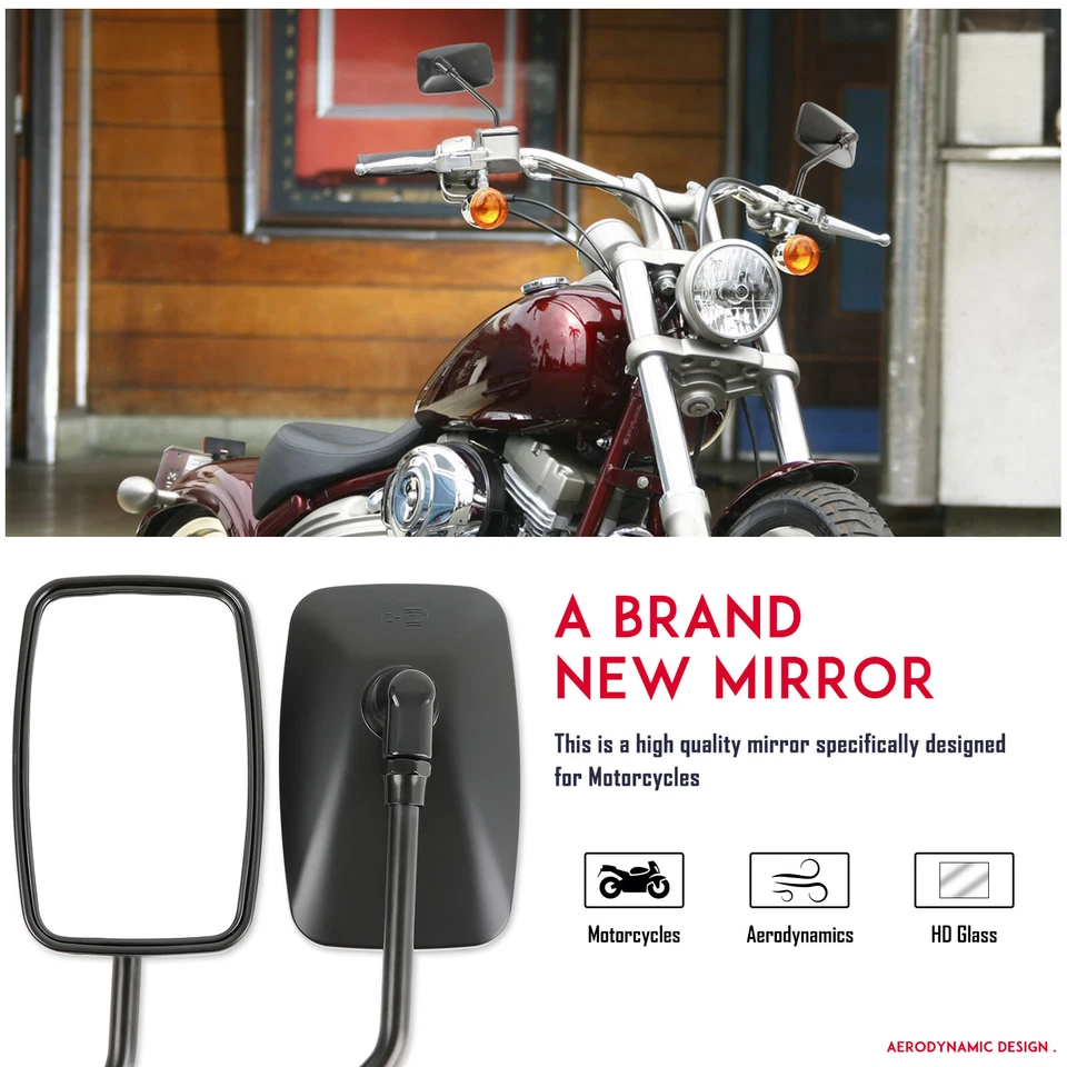 Черное мотоциклетное зеркало обзора 10 мм для Honda Nighthawk CB 250 450 650 700 750 - Изображение 3 из 4