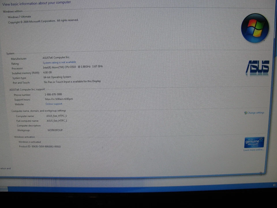 ASUS EeePC, ATOM CPU, 4GB, 640GB HD, WIFI, nVidia ION, NO OS LOADED - Image 2 of 4