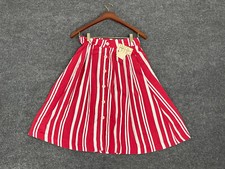 Koton A Line Skirt Womens 4 Striped Viscose Red Button Front EU:36 W:27 N40