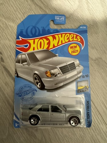 Hot Wheels 2021 Mercedes Benz 500 E Long Card Factory Fresh Silver - Picture 2 of 3