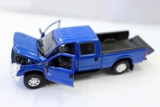 Blue 1/64 Scale 2016 Ford F-250 Pickup Truck Single Cabin Diecast Open Doors
