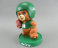 Vintage 1980s RUSS New York Jets NFL Football Teddy Bear Ink Stamper Figurine