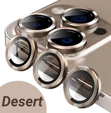 For iPhone 16 15 Pro Max Plus Metal Ring Tempered Glass HD Camera Lens Protector