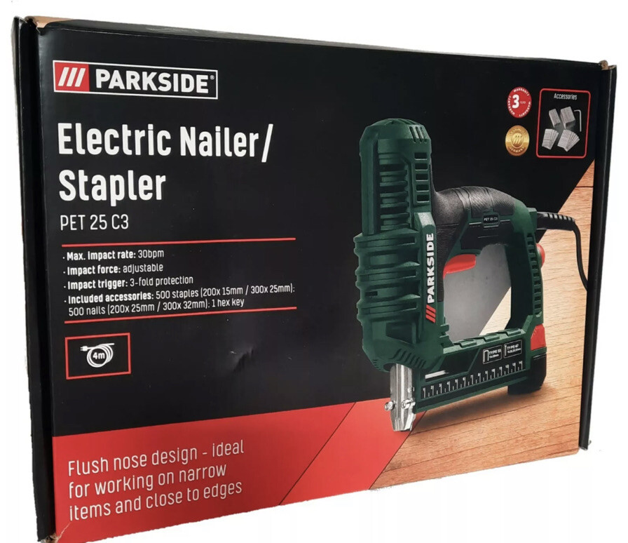 Parkside Electric Nailer Stapler With 500 Staples & 500 Nails Next Day Delivery eBay