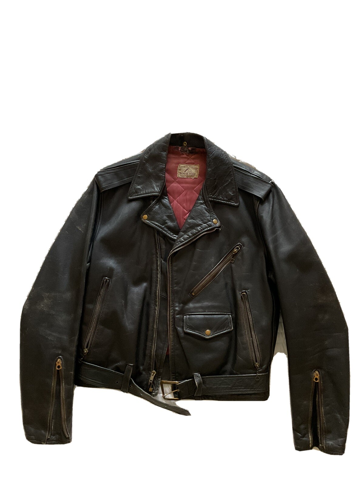 vintage horsehide leather motorcycle jacket Gem