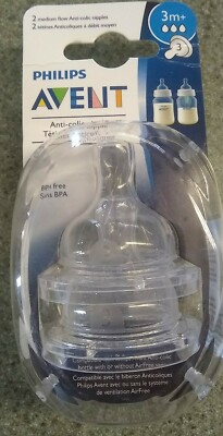 Philips Avent 2 Medium Flow AntiColic Baby Bottle Nipple 3m+ FREE SHIPPING NEW