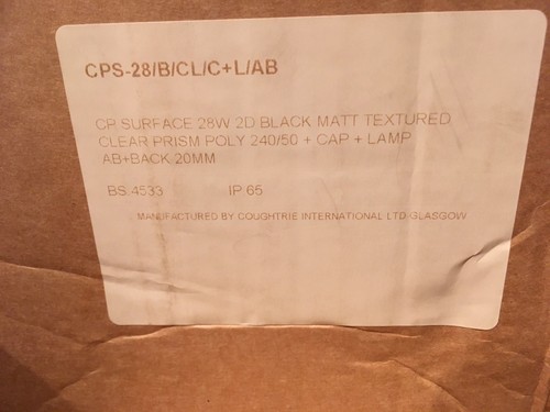 Coughtrie CPS Large 28W 2D Bulkhead IP65 CPS-28/B/CL/C+L/AB Black - Picture 3 of 6