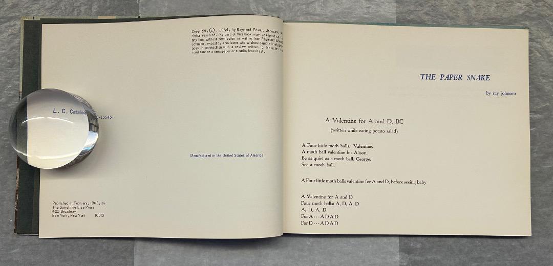 洋書希少）Ray Johnson, The Paper Snake, 1965. Ray Johnson: The Paper Snake 1965 Art Book | eBay