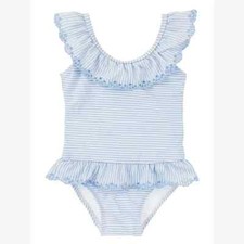 Blue Striped One-Piece Girl Swimsuit - 6-12 Months