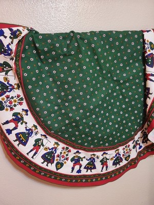 1960/70s Vintage S.E.I.T. Italy 48'' Round Folk Art Tablecloth
