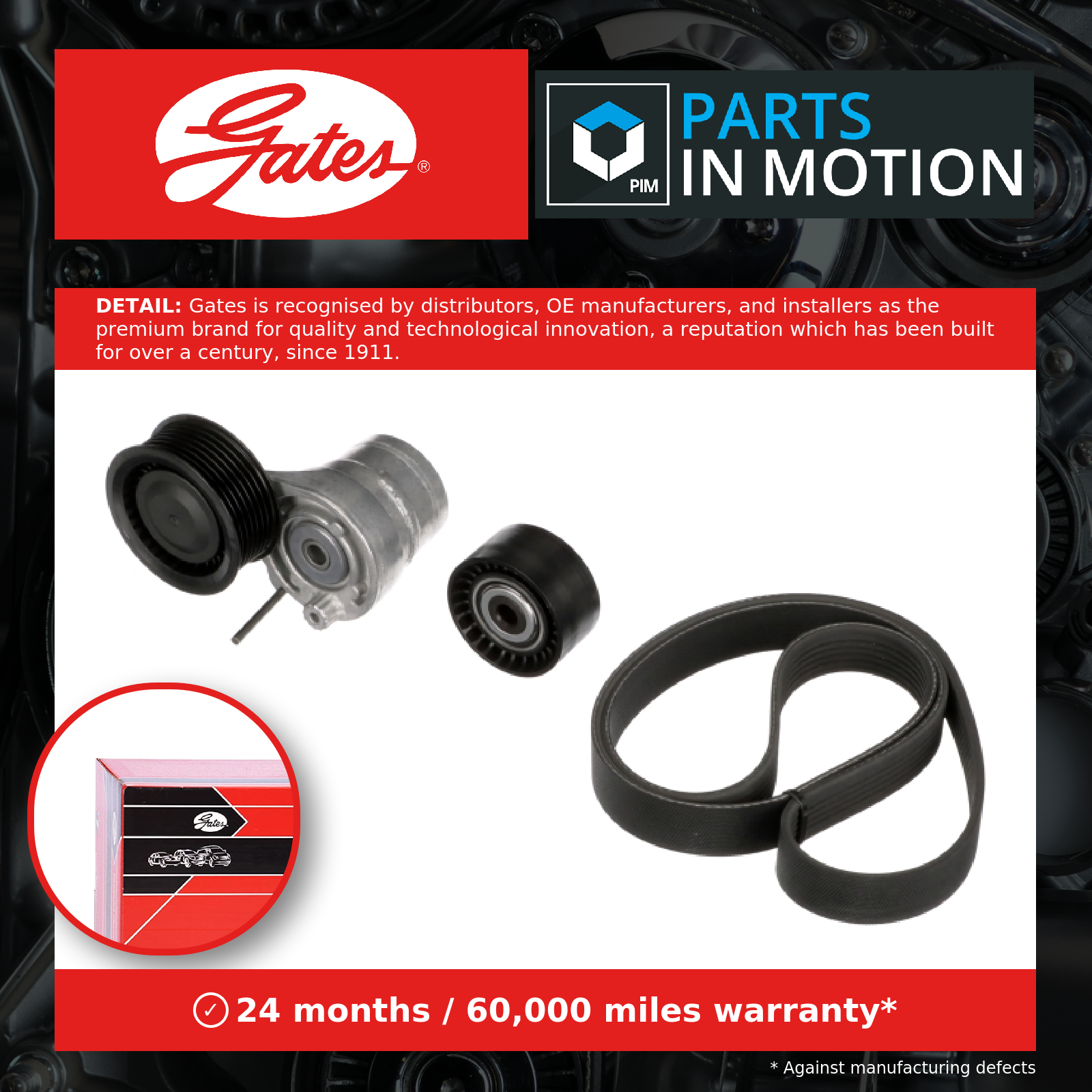 GATES-OE K017PK1240 V-Ribbed Belt Set for RENAULT,SMART - Image 6