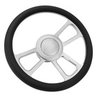 GM 14" 9 Bolt Half Wrap Chrome Aluminum Steering Wheel & Horn Button Adapter Kit