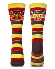 Thanksgiving Socks, Turkey Ttriped Mid-calf Medium-Large, Multicolor-1pcs