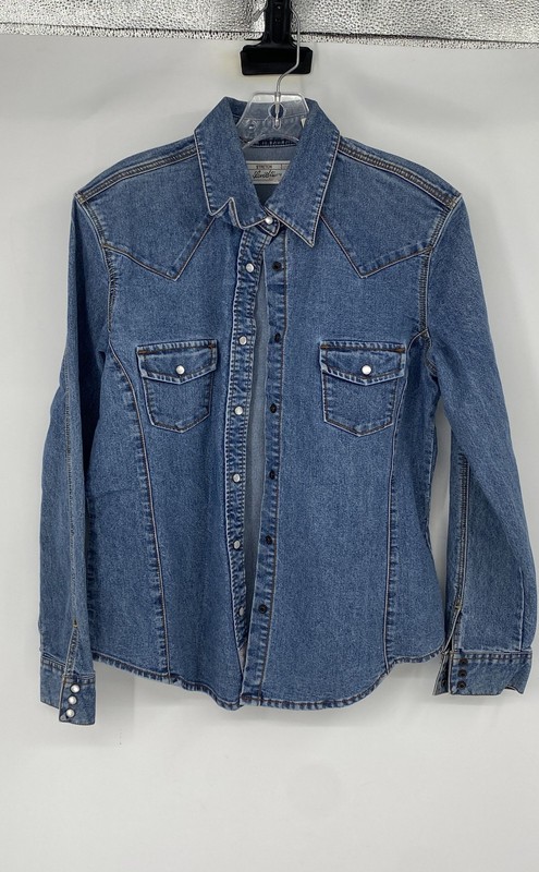 Levi Strauss Signature Womens Blue Long Sleeve Pockets Snap Front Jacket Size M