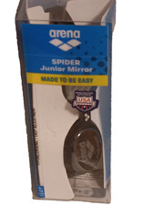 Arena Spider Mirror Junior Age 6-12 Soft Seals Swim Goggles Black-Silver NIB new