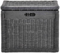 Hoher Korb ,Regalkorb, Schrankkorb Mit Deckel Rattan / Farbe Royal Schwarz