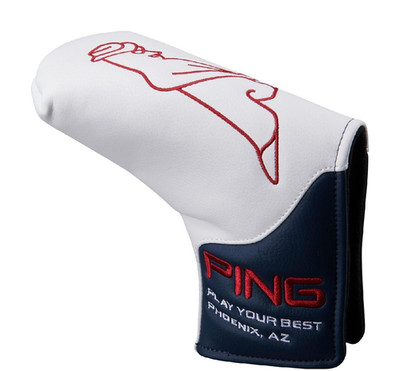 Ping Japan Blade Putter Head Cover Mr.Ping White and Navy HC-U2302