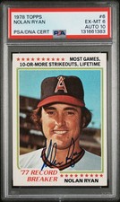 1978 Topps Record Breaker Nolan Ryan #6 Autograph PSA 6 Auto 10 Gem Mint Low Pop