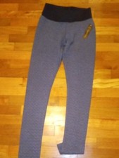 NWT small charcoal gray textured leggings, black waistband