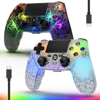 2 Pack Wireless Controller for PS4, LED Backlit Controllers for PS4//Slim, 10...