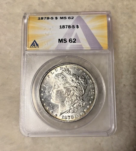 1878-S MORGAN DOLLAR - ANACS MS 62- UNCIRCULATED- $1.