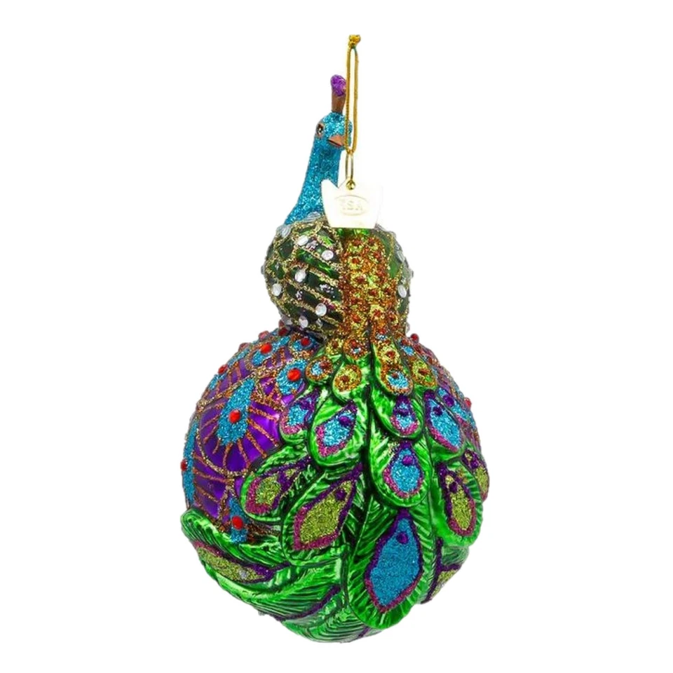 Kurt Adler Noble Gems Glass Ornament for Christmas Tree, Peacock - Image 2 of 4