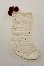 Hearth and Hand Magnolia Christmas Stocking Sour Cream w/Red Embroidery