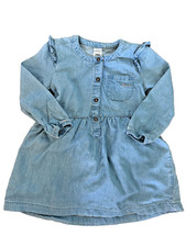 Carter's Baby Girls 24M Light Wash Denim Chambray Dress Attached Cover NWOT