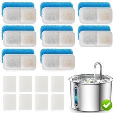 8 Pack Carbon Filters for PWF-001 Cat Water Fountain 2L White