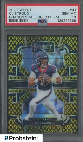 2023 Select Dragon Scale Gold Prizm #41 CJ Stroud Texans RC Rookie 2/10 PSA 10