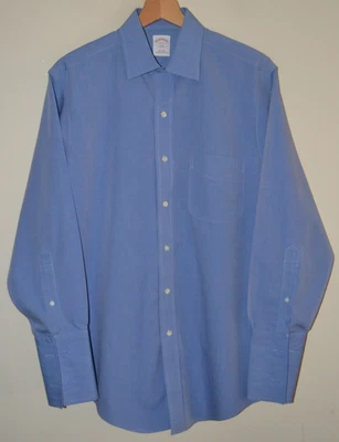 Brooks Brothers 346 Blue Non Iron L/S Cotton Shirt Size 15 / 32 - Image 1 of 4