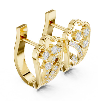 Natural Certified VVS1 D Diamond Cocktail Party Huggie Earrings 14k Gold Over