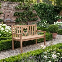 Massivholz Gartenbank Empire Teak - 120Cm - Natur - Teakholz - Herzmotiv Bank