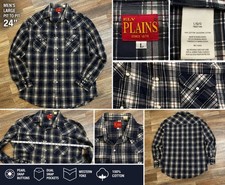 Ely Plains Since 1878 M Large Blue Plaid Western Pearl Snap Long Sleeve Shirt